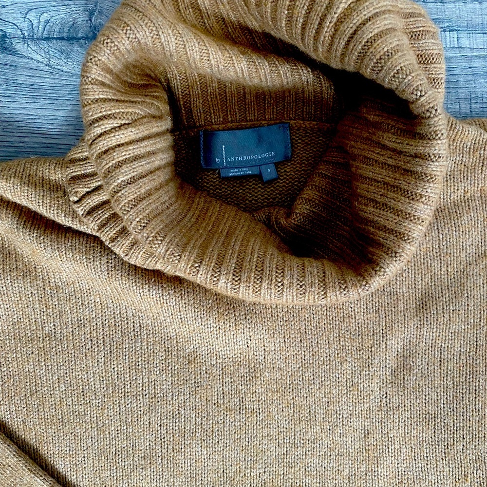 Anthropologie Wool Blend Cowl Neck Sweater in Camel Color